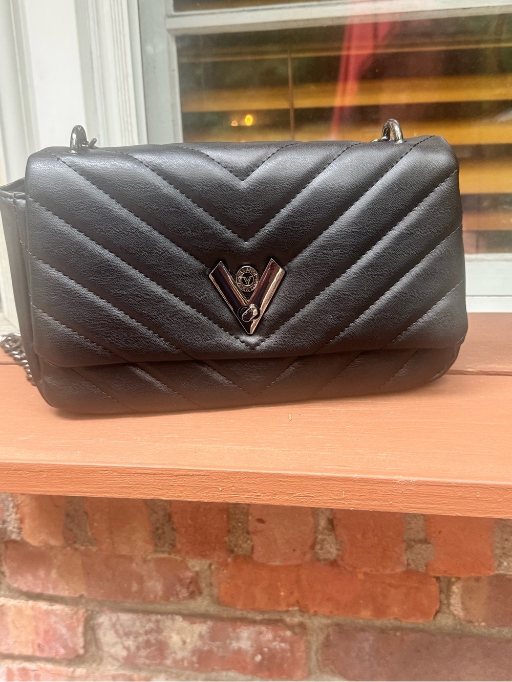 Valentino Orlandi vegan leather quilted crossbody NWT black gunmetal